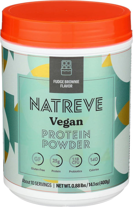 Natreve Vegan Fudge Brownie Protein Powder, 14.1 OZ