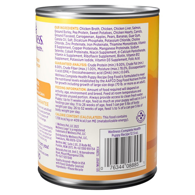 Wellness Complete Health Natural Wet Canned Puppy Food, Puppy Chicken & Salmon 12.5-Ounce Can (Pack of 12)