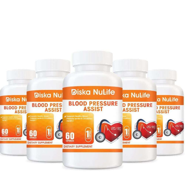 Diska Nulife Blood Pressure Assist | Support Healthy Blood Pressure Levels and Circulatory Health, Herbal Supplements - 60 Capsules