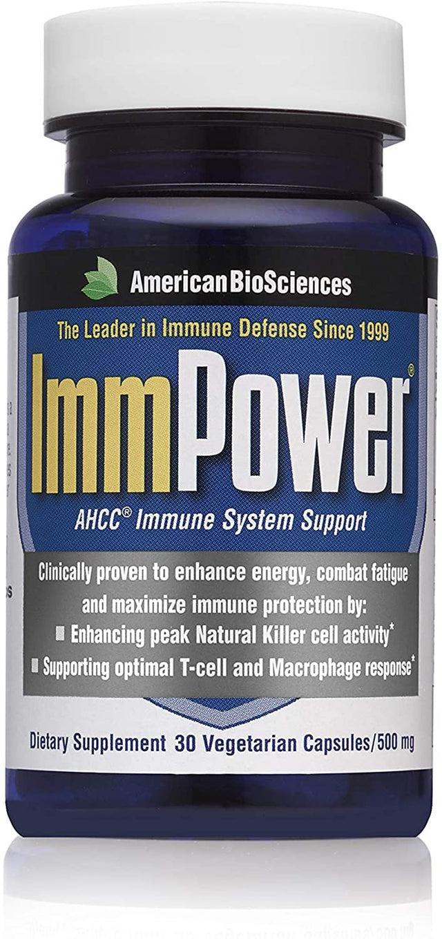 American Biosciences Immpower, AHCC Mushroom Extract Immune System Support - Immune Support Supplement for Adults - Supports Cytokine Function - 30 Vegetarian Capsules, 500Mg/Capsule (6 Pack)