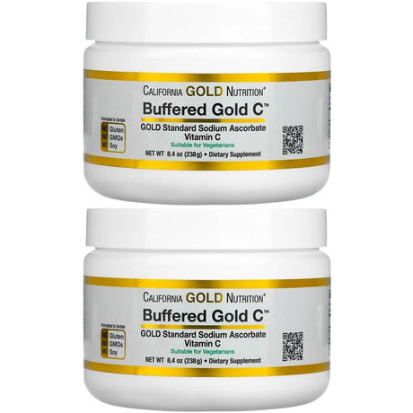 California Gold Nutrition Buffered Vitamin C Powder, Non-Acidic, Gold C, USP Grade Sodium Ascorbate, Suitable for Vegans and Vegetarians, 8.40 Oz (238 G), 2 Pack