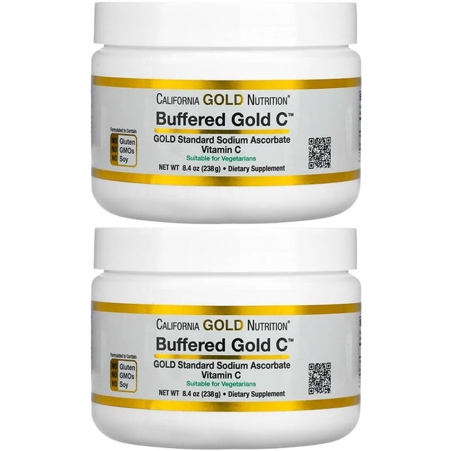 California Gold Nutrition Buffered Vitamin C Powder, Non-Acidic, Gold C, USP Grade Sodium Ascorbate, Suitable for Vegans and Vegetarians, 8.40 Oz (238 G), 2 Pack