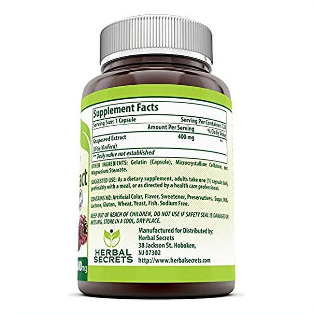 Herbal Secrets Grapeseed Extract 400 Mg 120 Capsules