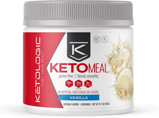 Ketologic Keto Meal Replacement Shake with MCT, Vanilla | Low Carb, High Fat Keto Shake | Promotes Weight Loss & Suppresses Appetite | 8 Servings