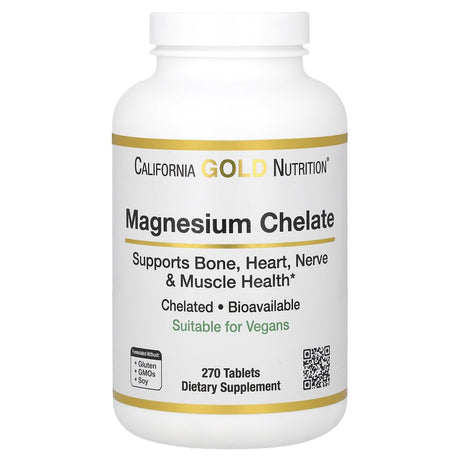 California Gold Nutrition Magnesium Chelate, 210 Mg, 270 Tablets