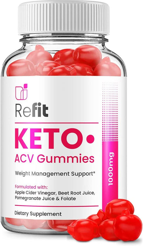 Refit Keto ACV Gummies Refit ACV Advanced Keto Formula plus Apple Cider Vinegar Keto Gummies Dietary Supplement B12 Beet Root Juice Men Women 60 Gummies