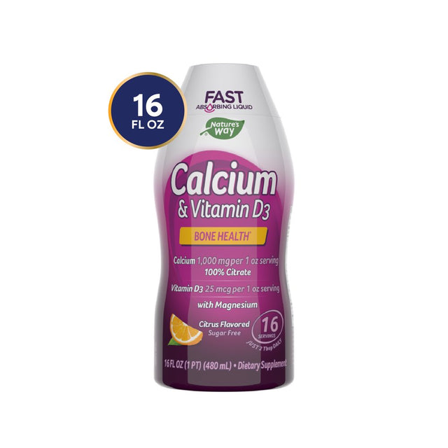 Nature'S Way Calcium & Vitamin D3 Bone Health Liquid Supplement, Citrus Flavored, 16 Fl Oz