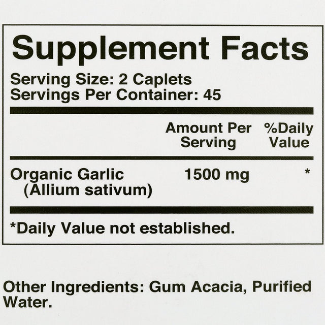 Brieofood Organic Garlic 1500Mg, 45 Servings, Vegetarian, Gluten Free, 90 Vegetarian Tablets