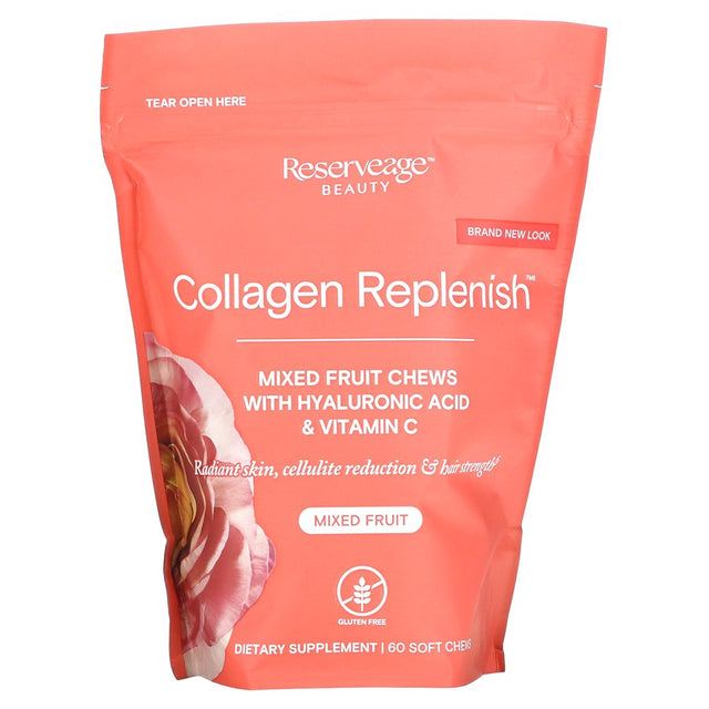 Reserveage Nutrition, Collagen Replenish Chews, Mixed Fruit, 60 Soft Chews