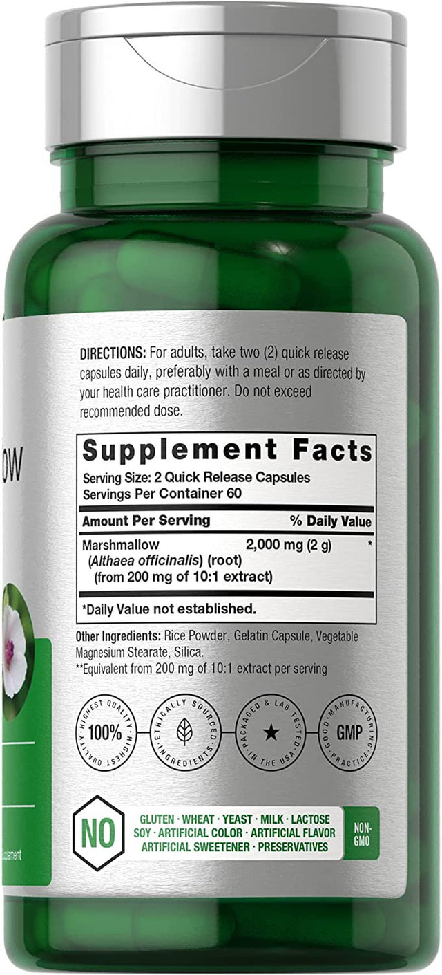 Marshmallow Root Capsules | 2000Mg | 120 Count | Non-Gmo & Gluten Free | Traditional Herb Extract | by Horbaach