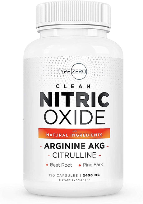 Type Zero Nitric Oxide 6X Booster, 150 Veggie Capsules - Natural Supplement - Beetroot, Arginine AKG, Citrulline, Pine Bark, Garlic & VIT C | #1 Nitric Oxide Pills for Men, Nitrous Oxide Blood Flow