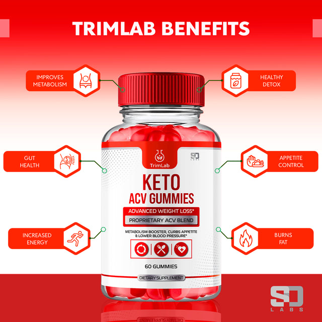 (2 Pack) Trimlab Keto ACV Gummies - Supplement for Weight Loss - Energy & Focus Boosting Dietary Supplements for Weight Management & Metabolism - Fat Burn - 120 Gummies