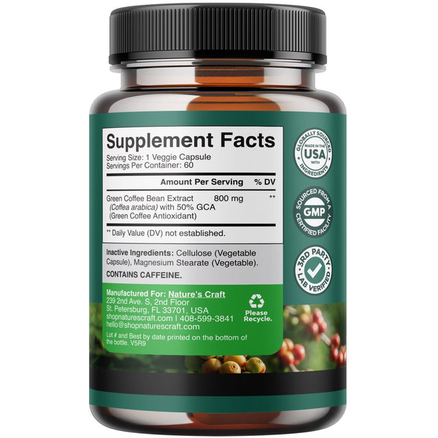 Green Coffee Bean Extract for Weight Loss - Natural Appetite Suppressant for Weight Loss for Women - Herbal Fat Burners for Women and Men for Weight Loss Support and Improved Daily Energy and Immunity