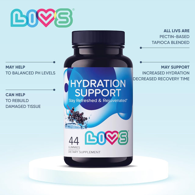 Hydration Support - Hydration Gummies, Electrolyte Supplements, Post Workout Recovery Electrolyte Gummies - No Artificial Flavors, Elderberry Flavor, 44 Count