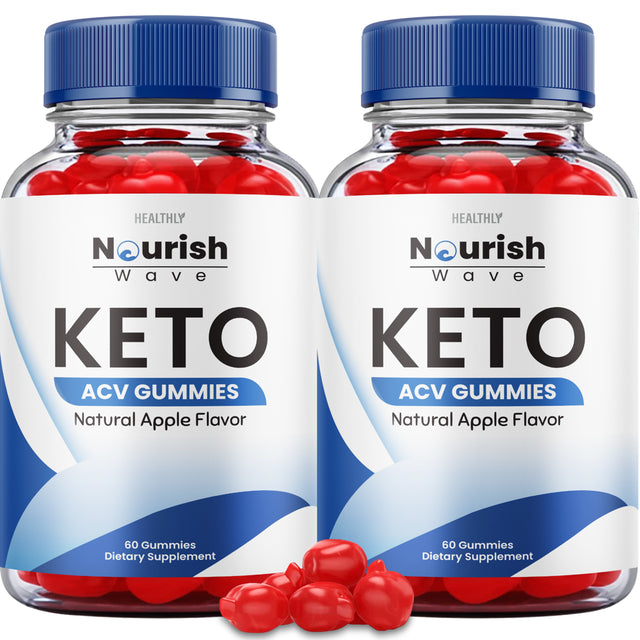 (2 Pack) Nourish Wave Keto Gummies Vegan Advanced Weight Loss ACV Apple Cider Vinegar (120 Gummies)