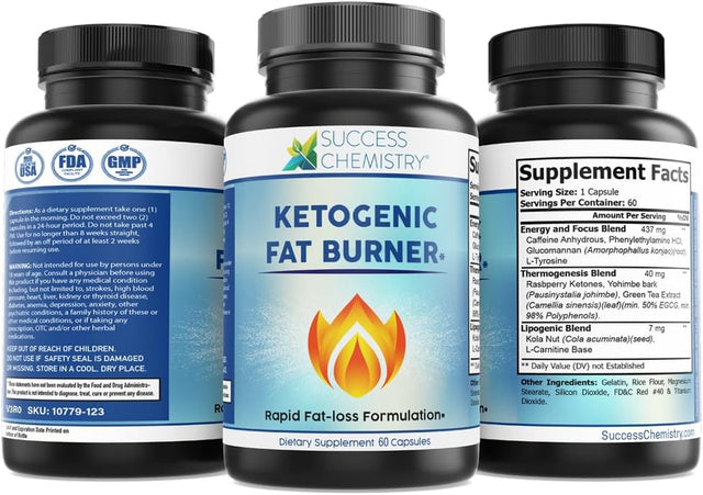 Ketogenic Fat Burner Women & Men - Burn Belly Fat Fast - Carb Blocker - Weight Loss - Focus - Achieve Perfect Ketosis - Diet Pill - Non GMO - 60 Veggie Caps