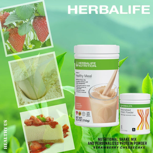 HERBALIFE (Duo) Formula 1 Healthy Meal Nutritional Shake Mix (Strawberry Cheesecake) with Personalized Protein Powder