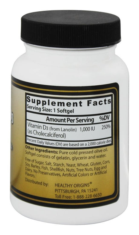 Healthy Origins Vitamin D3 - 1000 IU - 90 Softgels