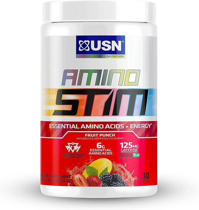 Amino Stim Eaas (Essential Amino Acids) + Energy, 125Mg Caffeine, 6G Essential Amino Acids, Hydration Complex, Muscle Growth Recovery, Fruit Punch, 10.05 Ounce (Pack of 1),30 Serving,F1Ams0002030