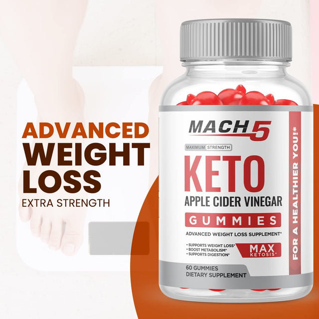 (2 Pack) Mach 5 Keto ACV Gummies - Supplement for Weight Loss - Energy & Focus Boosting Dietary Supplements for Weight Management & Metabolism - Fat Burn - 120 Gummies