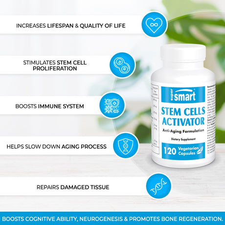 Supersmart - Stem Cells Activator - with Fucoidan - anti Aging Supplement - Immunity & Brain Support | Non-Gmo & Gluten Free - 120 Vegetarian Capsules