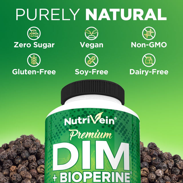 Nutrivein DIM Supplement 400Mg – 120 Capsules - Supports Acne Treatment for Men & Women