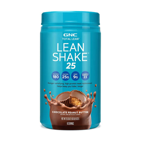 GNC Total Lean | Lean Shake 25 Protein Powder | High-Protein Meal Replacement Shake | Chocolate Peanut Butter | 16 Servings