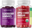 Elderberry Gummies & Apple Cider Vinegar Gummies | Potent Antioxidant Support | Immune Defense with Zinc & Vitamin C | Detox Cleanse with ACV | 60 Elderberry Gummies & 60 Apple Cider Vinegar Gummies