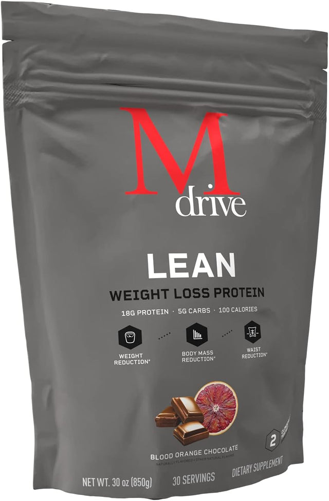 Mdrive Lean for Men, Protein Powder for Supporting and Preserving Lean Muscle Mass, Morosil Sicilian Blood Orange Extract, Chromax, Whey Protein, Blood Orange Chocolate Flavor, 30 Servings, 30Oz