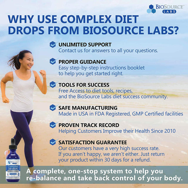 Complex Diet Drops – Best Natural Weight Management Drops for Men and Women (1 Bottle, 2 Fl Oz)