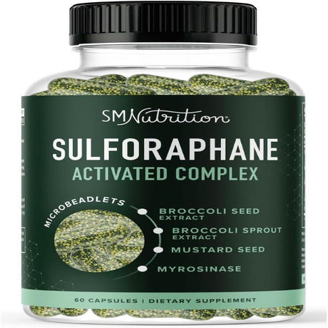 SM Nutrition Real Stabilized Sulforaphane Complex | Antioxidant Cellular Health Supplement | 60 Ct