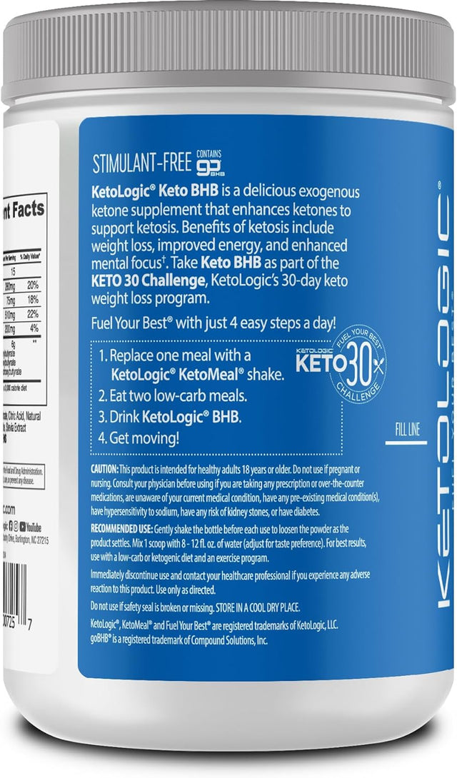 Ketologic Keto BHB (Patriot Pop Flavor) 30 Servings - Exogenous Ketone Supplement with Gobhb, Beta-Hydroxybutyrate Salts