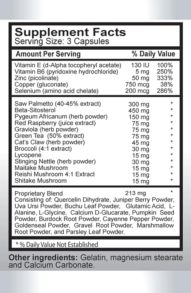 Immune Support for Adults - Prostate Support 1345MG - All Natural Formula - Prostate Support Super 3X - 1 Bottle (60 Capsules)