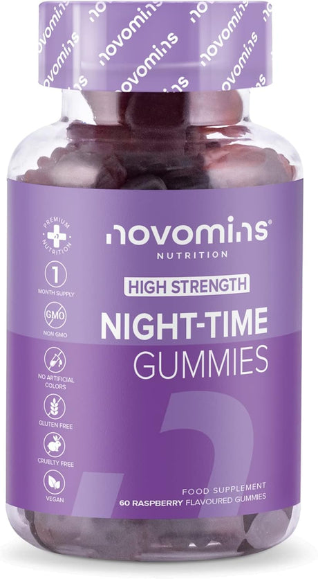 5HTP Gummies – 100Mg - Promotes Calm Relaxed Mood – 1 Month Supply – High Strength Chewable Sleep Support 5-HTP Supplement – Magnesium – L-Theanine – B12 - Made by Novomins