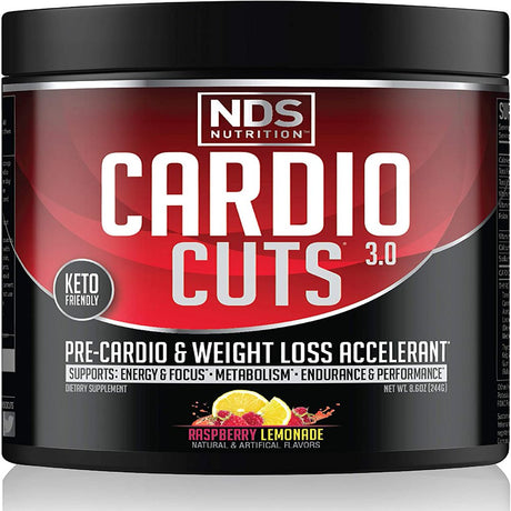 NDS Nutrition Cardio Cuts 3.0 - Advanced Pre-Cardio and Weight Loss Formula with L-Carnitine - Maximum Energy, Greater Endurance, Faster Recovery, Increased Performance - Razz Lemonade - 40 Servings