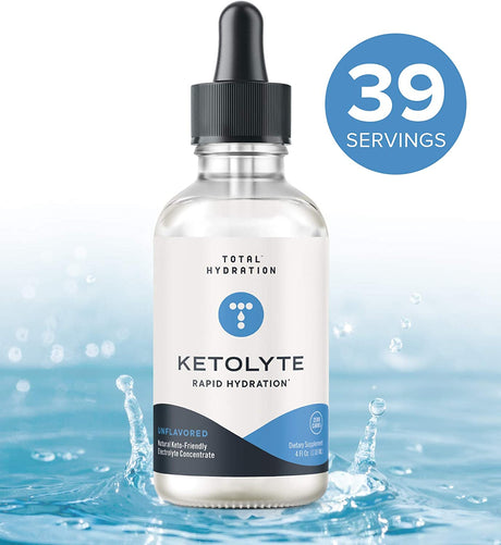 Ketolyte Rapid Hydration (Unflavored) Keto-Friendly Electrolyte Drops with No Calories No Sugar, Natural Electrolyte Supplement with Magnesium (39 Servings)