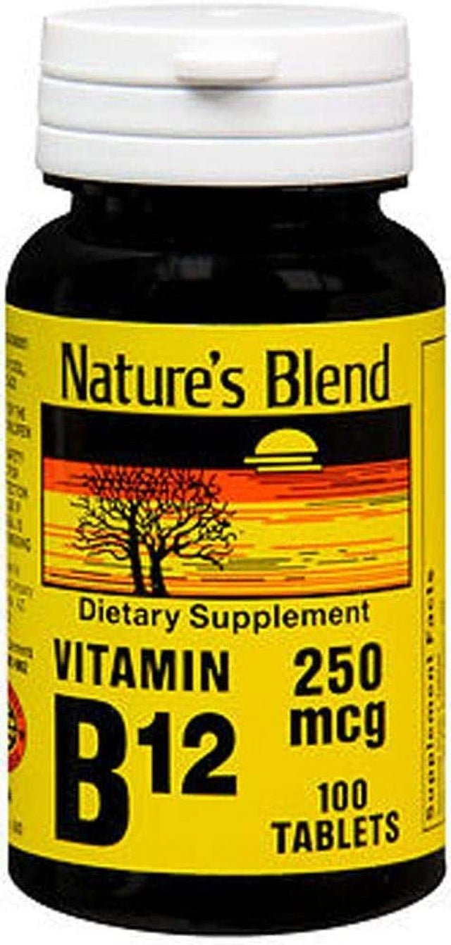 Nature'S Blend Vitamin B12 250 Mcg Tablets 100 Ct | Energy Gummies | B Complex Gummies for Adults | Energy Vitamins for Women | Natural Energy Supplement | Vegan Vitamins for Energy and Tiredness