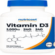 Nutricost Vitamin D3 5,000 IU, 240 Softgels - Non-Gmo Supplement