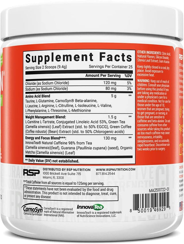 RSP Nutrition Mango Aminolean Amino Acid Supplement Powder, 8.29 OZ