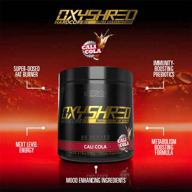 EHP Labs Oxyshred Hardcore Thermogenic Pre Workout Powder for Shredding - Preworkout Powder with L Glutamine & Acetyl L Carnitine, Energy Boost Drink - 150Mg of Caffeine - Lemon Sherbet, 40 Servings