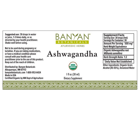 Banyan Botanicals Ashwagandha Liquid Extract (Bottle)