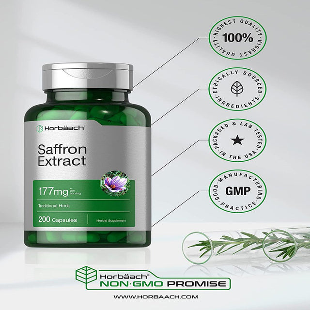 Saffron Extract Capsules | 177 Mg | 200 Count | by Horbaach