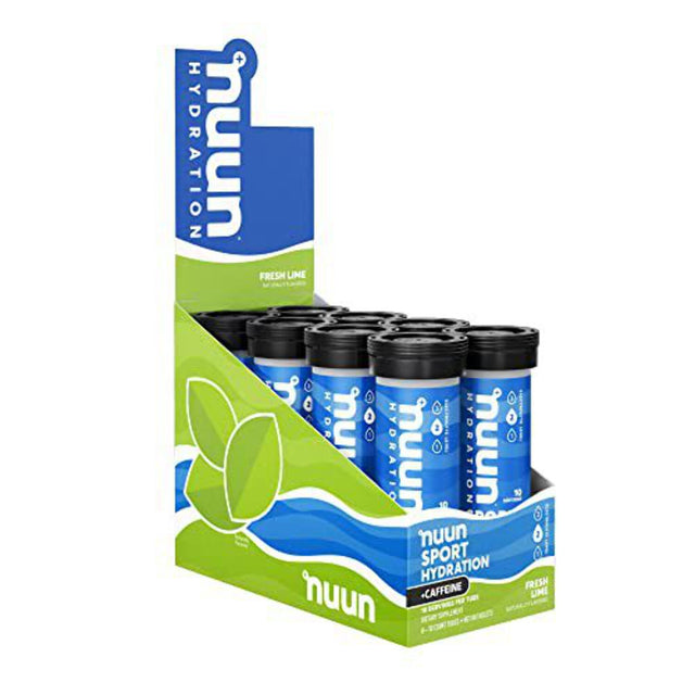 Nuun Sport +Caffeine Electrolyte Tablets for Proactive Hydration, Fresh Lime, 8 - 10 Count Tubes