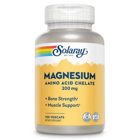 Solaray Magnesium Amino Acid Chelate, Healthy Bone Strength, Muscle, Nerve & Cardiovascular Support, 100 Vegcaps