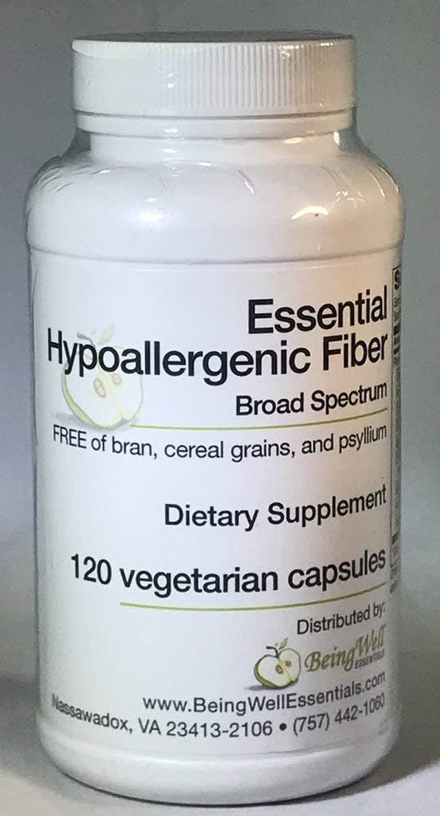 Essential Hypo-Allergenic Broad Spectrum Fiber - Free of Bran, Cereal Grains, and Psyllium - 120 Vegetarian Capsules