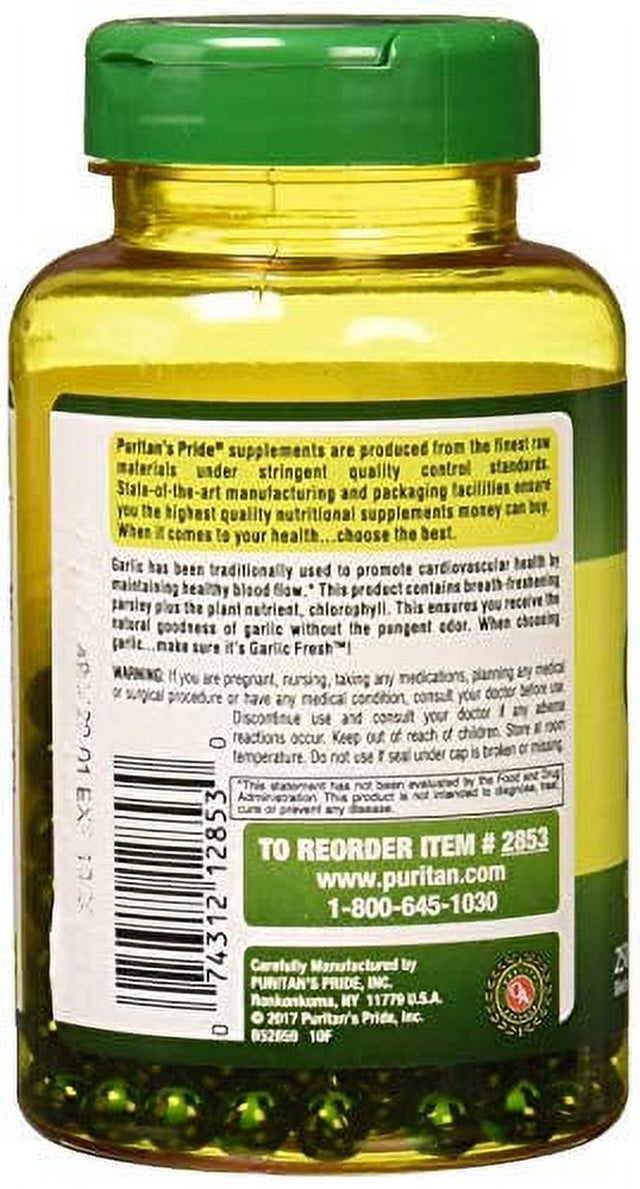 Puritans Pride Odorless Garlic & Parsley 500 Mg / 100 Mg, 250 Count