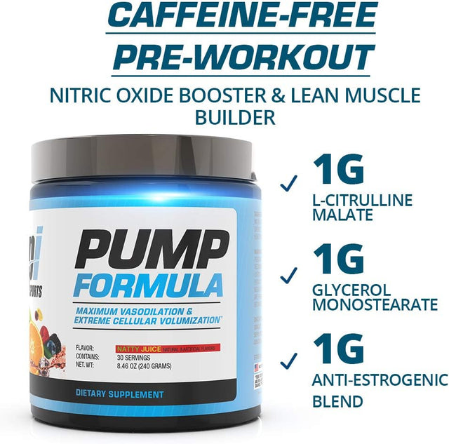 BPI Sports Pump Formula - Mike O’Hearn Titan Series - Caffeine Free Pre-Workout Powder - DIM, L-Citrulline, Citrulline Malate - Muscle Builder and Muscle Recovery (Natty Juice, 8.46Oz)