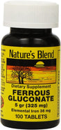 Nature'S Blend Ferrous Sulfate 325 Mg BPK Assorted 100 Ct | Anemia Iron | 325 Mg Iron Supplement for Women | Iron Pills for Men | Iron Tablets for Iron Deficiency | Iron Supplement Ferrous Sulfate