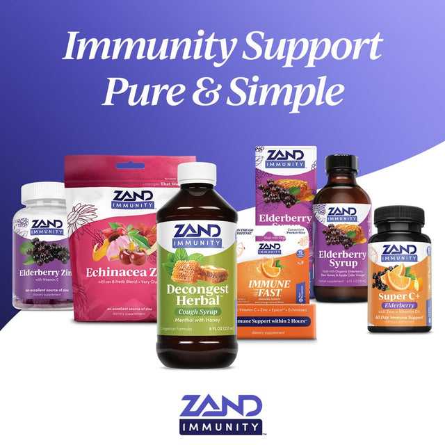 Zand Immunity Super C+ PM, Nighttime Immune Support plus Melatonin, 1000Mg Pureway-C Vitamin C, Zinc, D3 & Elderberry, Enhanced Absorption - 60 Tablets, 30 Servings