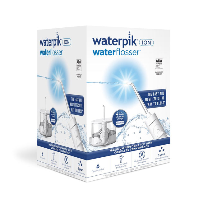 Waterpik ION Water Flosser, Cordless Rechargeable Countertop Oral Irrigator, WF-11 White